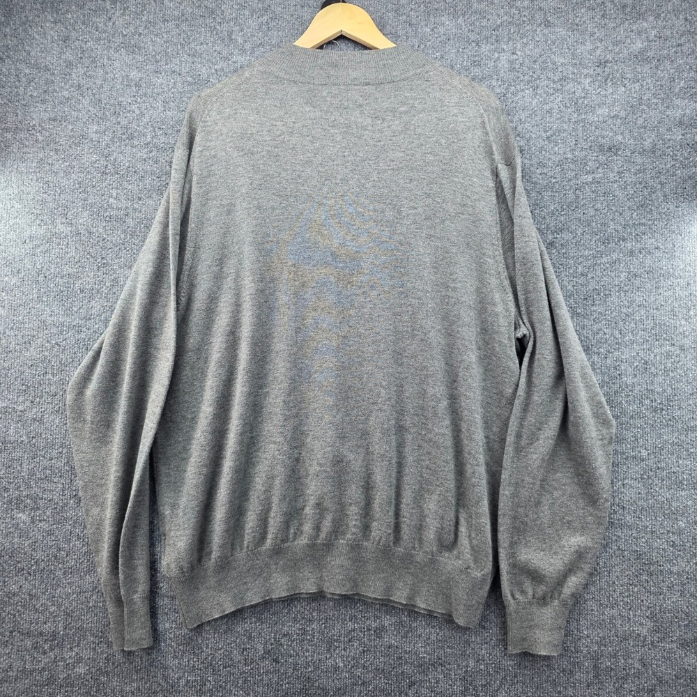 Peter Millar Mens XL Grey Merino Wool Cotton Blend Quarter Zip Sweater Mock Neck - Picture 4 of 7